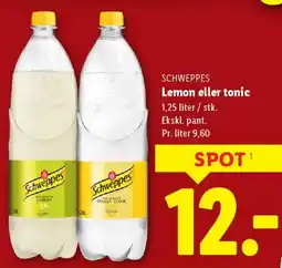 Lidl SCHWEPPES Lemon eller tonic tilbud