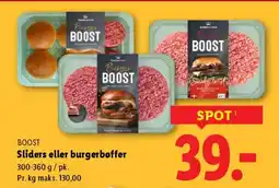 Lidl BOOST Sliders eller burgerbøffer tilbud