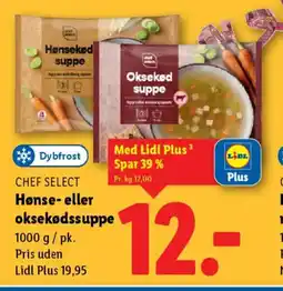 Lidl CHEF SELECT Hønse- eller oksekødssuppe tilbud
