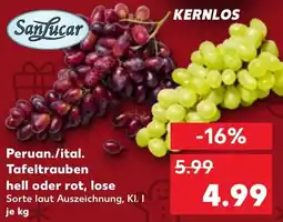 Kaufland DE Peruan./ital. Tafeltrauben hell oder rot, lose tilbud