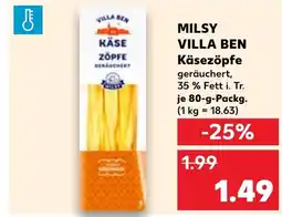 Kaufland DE MILSY VILLA BEN Käsezöpfe tilbud