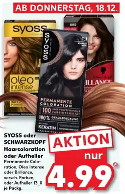 Kaufland DE SYOSS oder SCHWARZKOPF Haarcoloration oder Aufheller tilbud