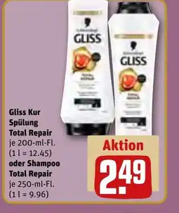 REWE DE Gliss Kur Spülung Total Repair oder Shampoo Total Repair tilbud