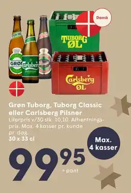 SPAR Grøn Tuborg, Tuborg Classic eller Carlsberg Pilsner tilbud