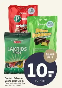 SPAR Carletti P-Tærter, Dragé eller Skum tilbud