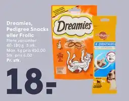 SPAR Dreamies, Pedigree Snacks eller Frolic tilbud
