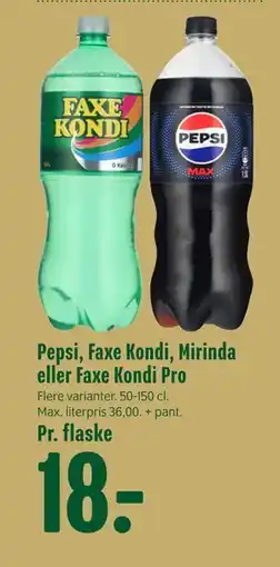 Min Købmand Pepsi, Faxe Kondi, Mirinda eller Faxe Kondi Pro tilbud