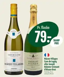 Min Købmand Mâcon-Villages Cave de Lugny eller Joseph Hubster Crémant d’Alsace Brut tilbud