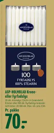 Min Købmand ASP-HOLMBLAD Krone- eller Fyrfadslys tilbud