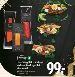 Føtex Salling Princip Halehængt laks, sockeye vildlaks, koldrøget laks eller ørred tilbud