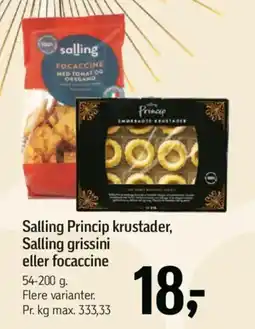 Føtex Salling Princip krustader, Salling grissini eller focaccine tilbud