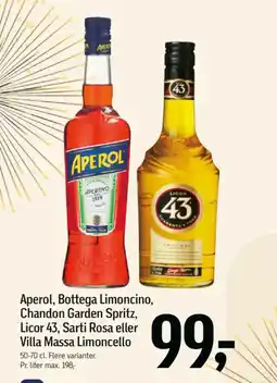 Føtex Aperol, Bottega Limoncino, Chandon Garden Spritz, Licor 43, Sarti Rosa eller Villa Massa Limoncello tilbud