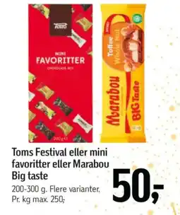 Føtex Toms Festival eller mini favoritter eller Marabou Big taste tilbud