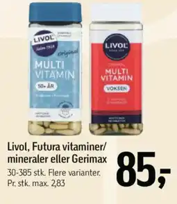 Føtex Livol, Futura vitaminer/ mineraler eller Gerimax tilbud