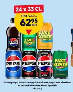 BorderShop Faxe og Pepsi Favoritter Pepsi, Pepsi Max, Pepsi Max Kirsebær, Faxe Kondi eller Faxe Kondi Appelsin tilbud