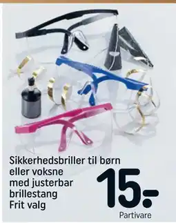 REMA 1000 Sikkerhedsbriller til børn eller voksne med justerbar brillestang Frit valg tilbud