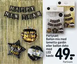 REMA 1000 Partysæt Ballon mix med lametta gardin eller ballon deko med LED kæde tilbud