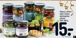 REMA 1000 Alexos oliven eller Antos økologiske oliven 100-180 g tilbud