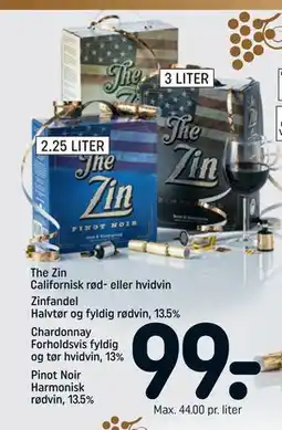 REMA 1000 The Zin Californisk rød- eller hvidvin Pinot Noir Harmonisk rødvin, 13.5% tilbud