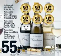 REMA 1000 Le Bon rød- eller hvidvin Frankrig, 75 cl. Negociant Pinot Noir Mellemfyldig og frisk rødvin, 13% tilbud