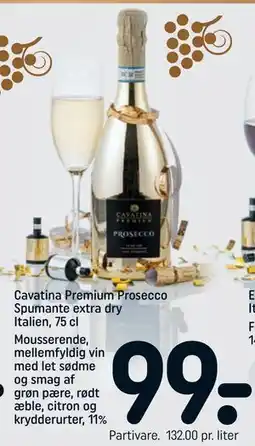 REMA 1000 Cavatina Premium Prosecco Spumante extra dry Italien, 75 cl tilbud
