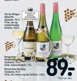 REMA 1000 Reverchon Mineral Riesling Tyskland, 75 cl Frisk, intens hvidvin, 11% tilbud