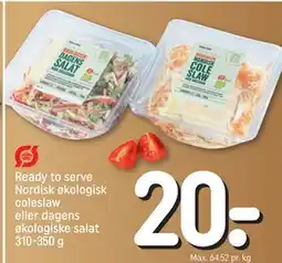 REMA 1000 Ready to serve Nordisk økologisk coleslaw eller dagens økologiske salat 310-350 g tilbud
