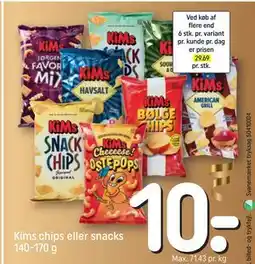 REMA 1000 Kims chips eller snacks 140-170 g tilbud