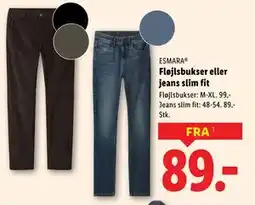 Lidl Fløjlsbukser eller jeans slim fit tilbud