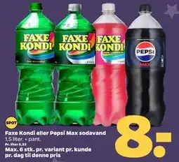 Netto Faxe Kondi eller Pepsi Max sodavand tilbud
