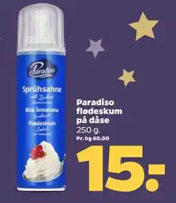 Netto Paradiso flødeskum på dåse tilbud