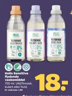 Netto Hello Sensitive flydende vaskemiddel tilbud
