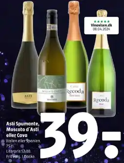 Coop 365 Asti Spumante, Moscato d'Asti eller Cava tilbud