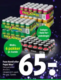 Coop 365 Faxe Kondi eller Pepsi Max tilbud
