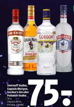 Coop 365 Smirnoff Vodka, Captain Morgan, Gordon's Gin eller Poliakov Vodka tilbud