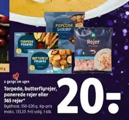 Coop 365 Torpedo, butterflyrejer, panerede rejer eller 365 rejer tilbud