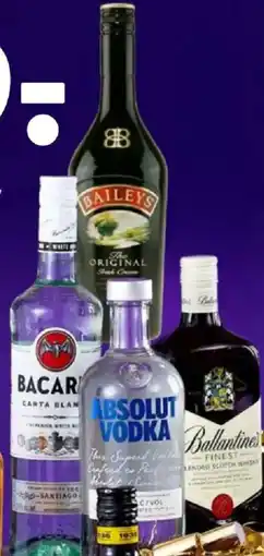 Coop 365 Absolut Vodka, Ballantine's Whisky, Bacardi Rom eller Baileys tilbud
