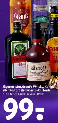 Coop 365 Jägermeister, Grant's Whisky, Kahlua eller Råstoff Strawberry-Rhubarb tilbud