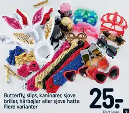 REMA 1000 Butterfly, slips, kaninører, sjove briller, hårbøjler eller sjove hatte tilbud