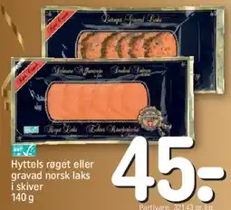 REMA 1000 Hyttels røget eller gravad norsk laks i skiver tilbud