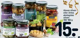 REMA 1000 Alexos oliven eller Antos økologiske oliven tilbud
