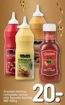 REMA 1000 Graasten ketchup, remoulade, sennep eller Beauvais ketchup tilbud