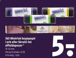 Coop 365 365 Minirisk bagepapir i ark eller Skrald-let affaldsposer tilbud
