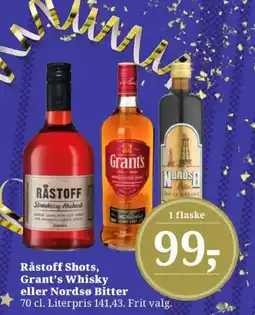 Dagli'Brugsen Råstoff Shots, Grant's Whisky eller Nordsø Bitter tilbud
