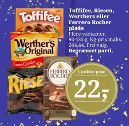 Dagli'Brugsen Toffifee, Riesen, Werthers eller Ferrero Rocher plade tilbud