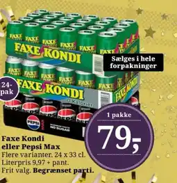 Dagli'Brugsen Faxe Kondi eller Pepsi Max tilbud