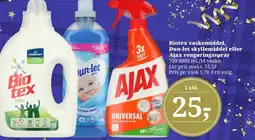 Dagli'Brugsen Biotex vaskemiddel, Dun-let skyllemiddel eller Ajax rengøringsspray tilbud