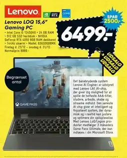 Bilka Lenovo LOQ 15,6” Gaming PC tilbud