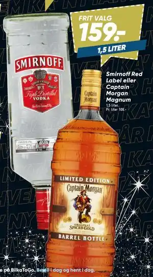 Smirnoff Red Label eller Captain Morgan Magnum
