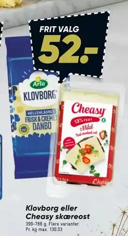 Bilka Klovborg eller Cheasy skæreost tilbud
